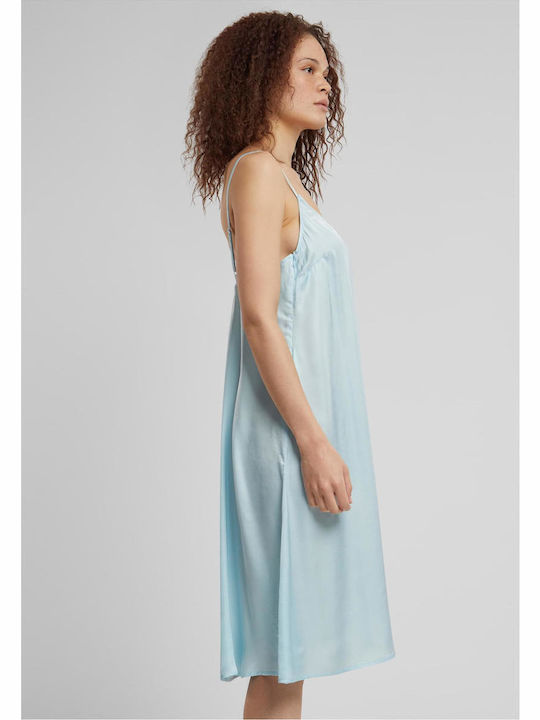 Sommer Midi Abendkleid Slip Dress Oceanblau
