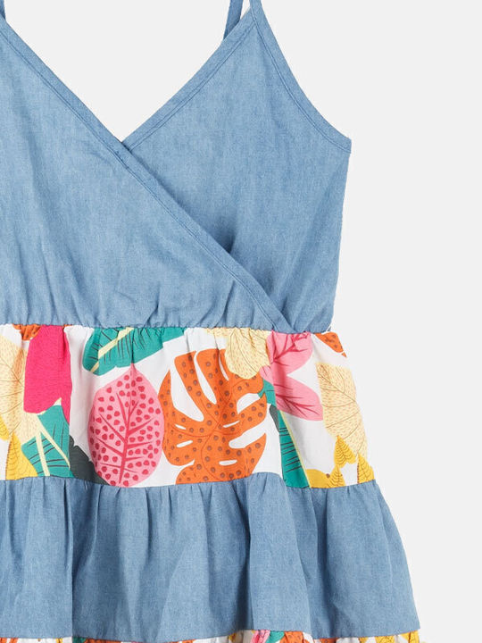 Kinderkleid Ärmellos Denim Blue
