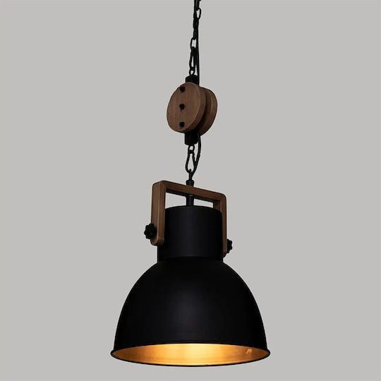 Atmosphera Silas Black Ceiling Light with E27 Socket