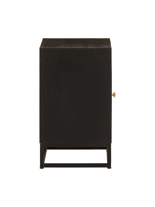 Wooden Bedside Table with Metal Legs Mango 40x30x50cm