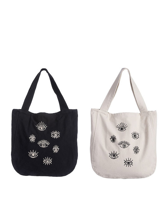 Nef-Nef Homeware Eyes On Me Stoff Strandtasche Schwarz