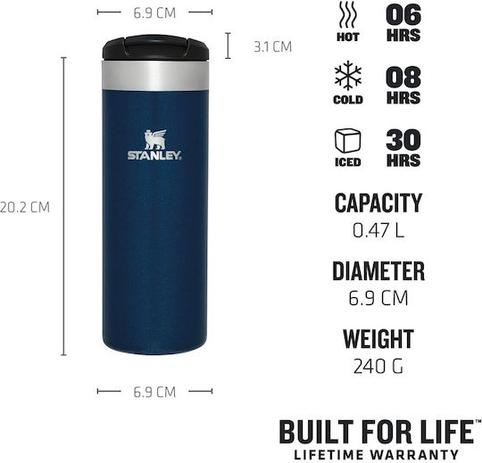Stanley AeroLight Transit Glass Thermos Stainless Steel BPA Free 470ml Royal Blue Metallic