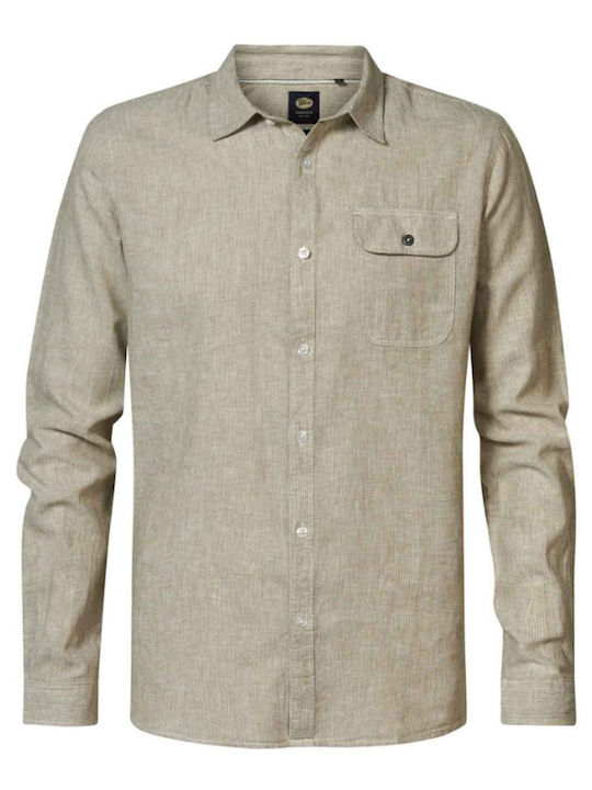 Petrol Industries Men's Shirt Long Sleeve Linen Sand