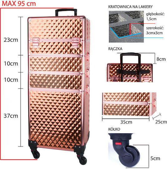 Molly Lac Diamond 3d Cosmetic Case Rose gold