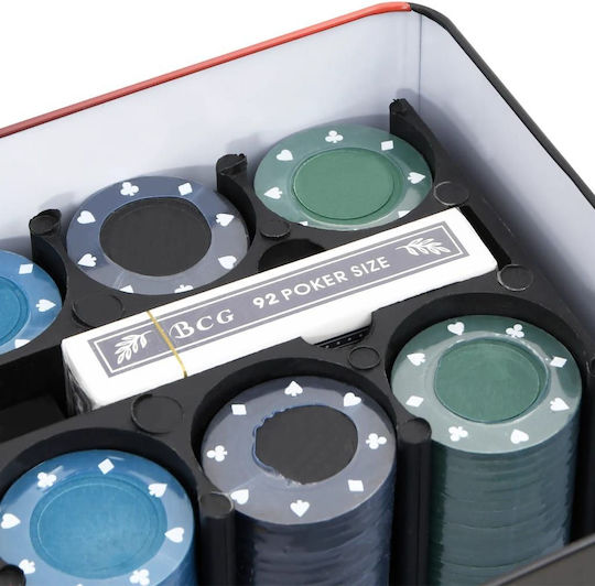 vidaXL Set 200 Poker Chips 40mm / 4gr with 2 Decks and Felt