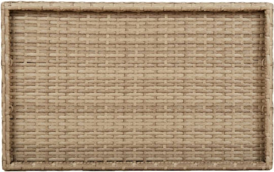 Auxiliary Outdoor Foldable Table with Rattan Surface and Metal Frame Natural 65x40x75cm