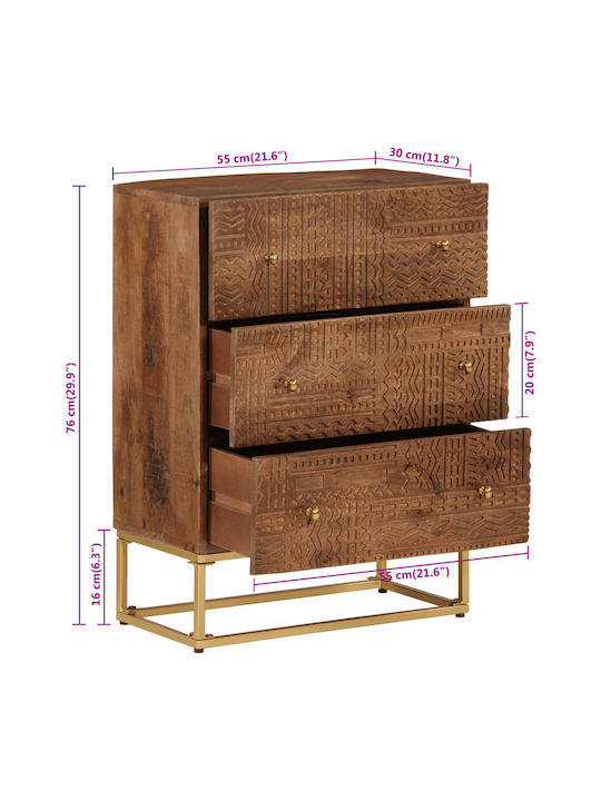 Drawers Storage Made of Metal & Wood L55xW30xH76cm