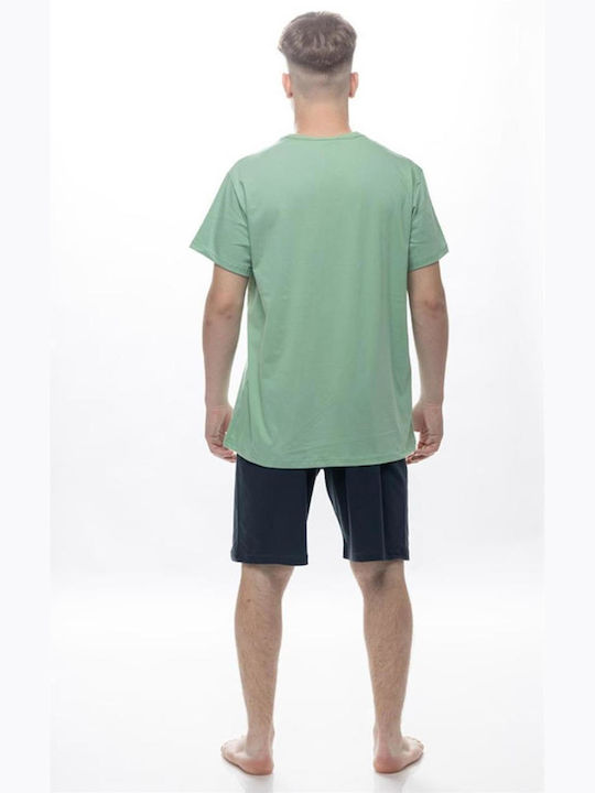 Galaxy Men's Summer Cotton Pajamas Set Green