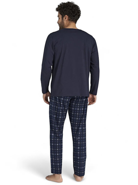 Pijadore Men's Winter Checked Pajamas Set BLUE