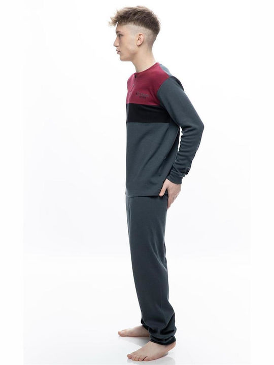 Galaxy Men's Winter Cotton Pajamas Set Burgundy