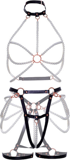 Leg Avenue Harness Bra & Pearl Garter