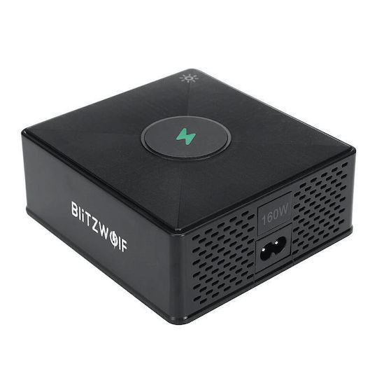 BlitzWolf Βάση Φόρτισης με 2 Θύρες USB-A και 3 Θύρες USB-C 160W Quick Charge 3.0 σε Μαύρο χρώμα (868H)