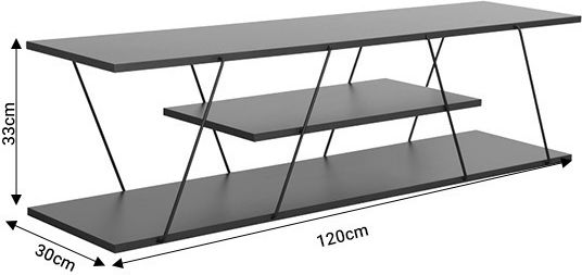 Шкаф за телевизор Дървен Tars Grey-black Д120xШ30xВ33см