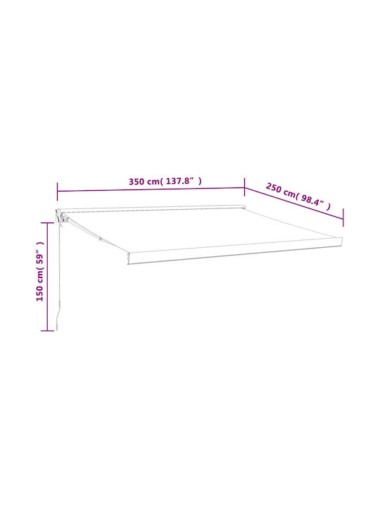 vidaXL Τέντα Βεράντας με Led Πορτοκαλί 3.5x2.5m