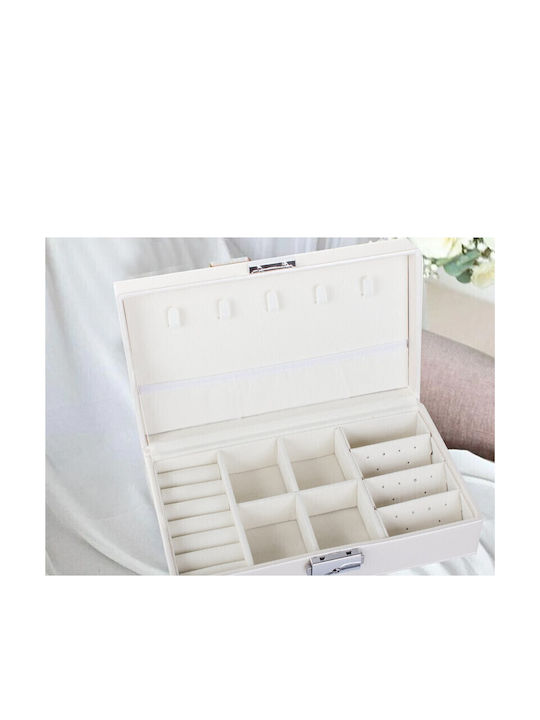 Casetă Pentru Bijuterii Albă 21x12x6cm
