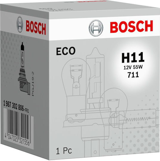 Bosch Lampen Auto & Motorrad Eco H11 Halogen 3200K Warmes Weiß 12V 55W 1Stück