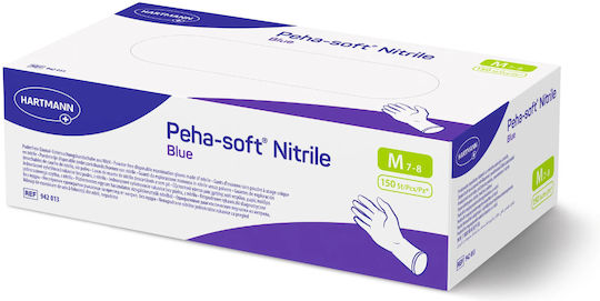 Peha-soft Hartmann Nitrile Exam Gloves Powder-Free Size Medium Blue 150 Pieces 942013