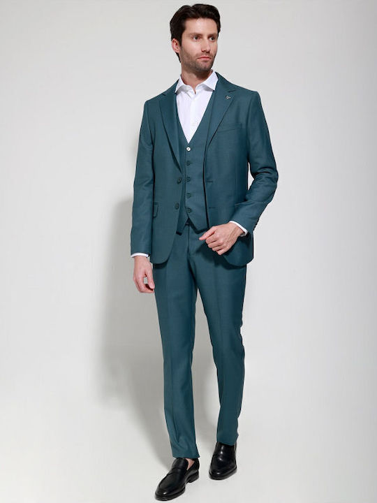 Men's Suit with Vest Green