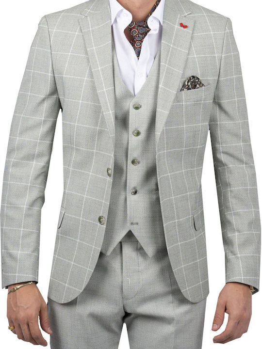 Men's Summer Suit with Vest Grey