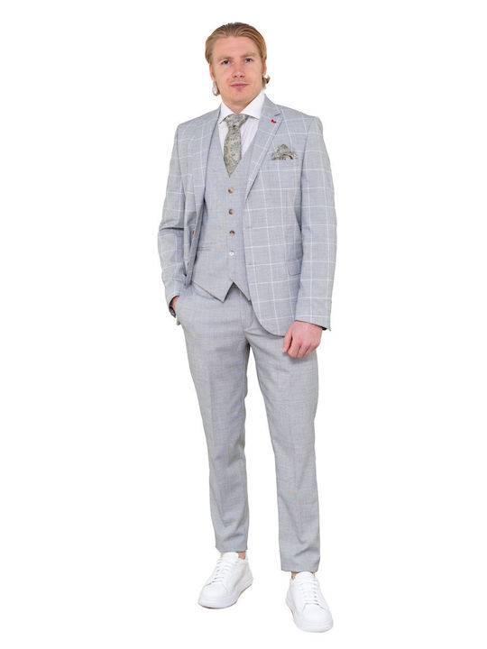 Men's Summer Suit with Vest Grey