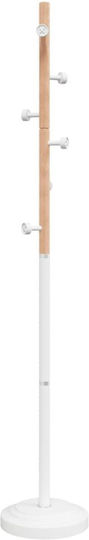 vidaXL Metallic Coat Rack White / Natural 30x30x177cm