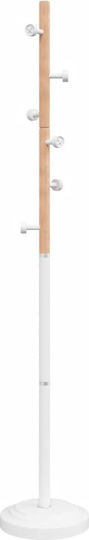 vidaXL Metallic Coat Rack White / Natural 30x30x177cm