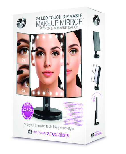 Rio Tabletop Makeup Mirror with Light 28.5x28.5cm Black