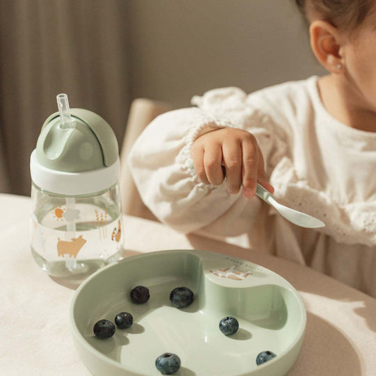 Little Dutch Εκπαιδευτικό Ποτηράκι Καλαμάκι 300ml Little Farm Απαλό Πράσινο