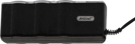 Andowl Qca24 Φορτιστής Αυτοκινήτου 60W με Θύρες: 1xUSB 3xΑναπτήρα Ασημί Χρώμα