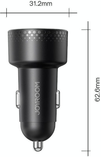 Joyroom JR-CCD02 Φορτιστής Αυτοκινήτου 70W 3A με Θύρες: 2xType-C Μαύρο Χρώμα