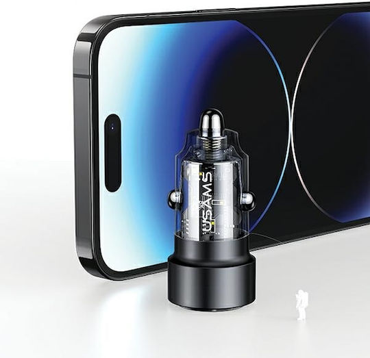 Usams Φορτιστής Αυτοκινήτου 60W με Θύρες: 1xUSB 1xType-C Μωβ Χρώμα