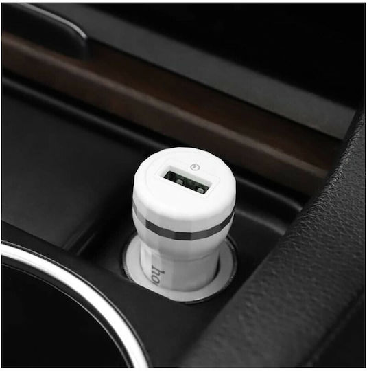 Hoco Z27A Autoladegerät 18W Schnellladen mit einem Anschluss 1xUSB-A Weißes Farbe