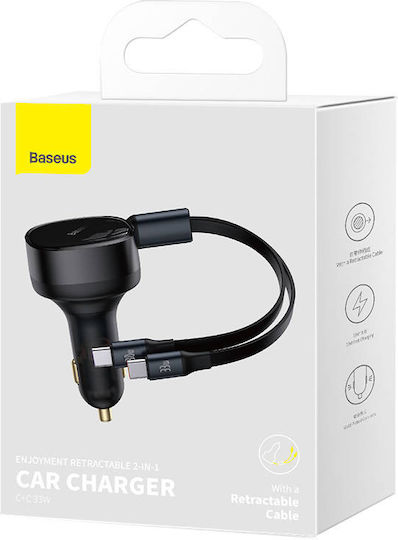 Baseus Baseus Handy-Autoladegerät 33W 3.5A mit 2xType-C Anschlüsse inklusive Kabel Type-C Schwarz