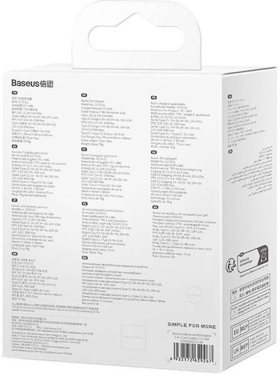 Baseus Baseus Handy-Autoladegerät 33W 3.5A mit 2xType-C Anschlüsse inklusive Kabel Type-C Schwarz