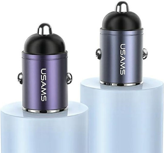Usams Зарядно за кола 30W Бързо Зареждане с един Порт: 1xUSB Сив Цвят
