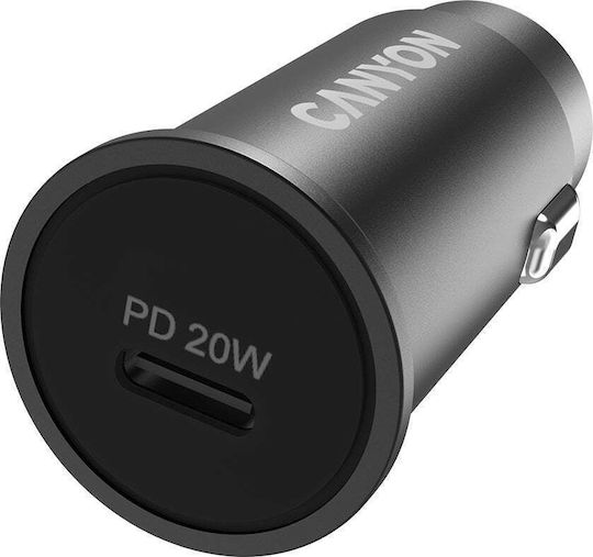 Canyon Canyon Autoladegerät 20W Mit Einer USB-C Anschluss Schwarz Farbe