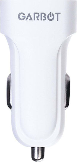 Garbot Garbot Grab&Go Dual Car Charger 10W 2.1A with Ports: 2xUSB White Color