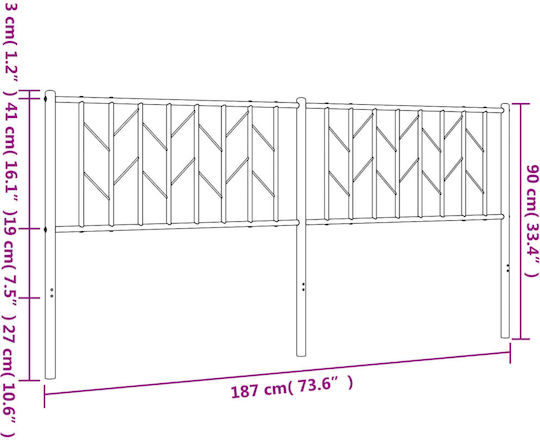 vidaXL Metal Bed Headboard White 187x90cm