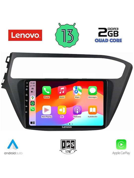 Lenovo Sistem Audio Auto pentru Hyundai i20 2019-2021 (Bluetooth/USB/AUX/WiFi/GPS/Apple-Carplay/Android-Auto) cu Ecran Tactil 9"