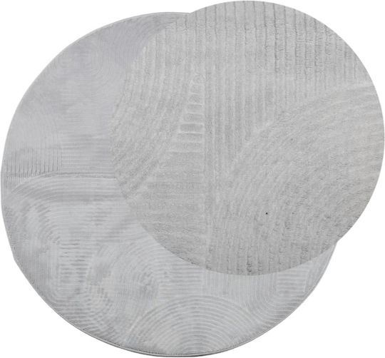 vidaXL Rutschfest Teppich Rund Synthetisch,Polyester/Cotton/Leather Gray