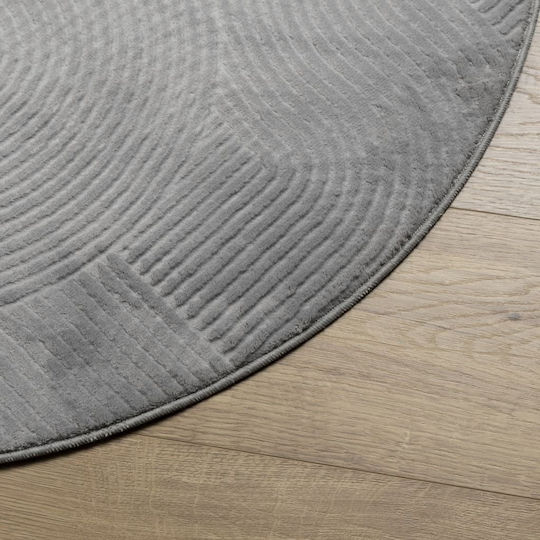 vidaXL Rutschfest Teppich Rund Synthetisch,Polyester/Cotton/Leather Gray