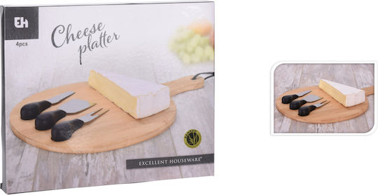 JK Home Decoration Πλατώ Σερβιρίσματος Τυριών με Χειρολαβή Ξύλινο 25x25εκ. 4τμχ