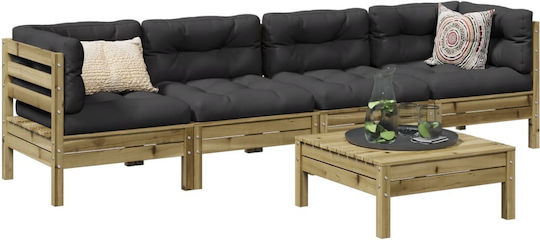 vidaXL Garten- und Outdoor-Möbelsets 5 Stück Anthrazit mit Kissen