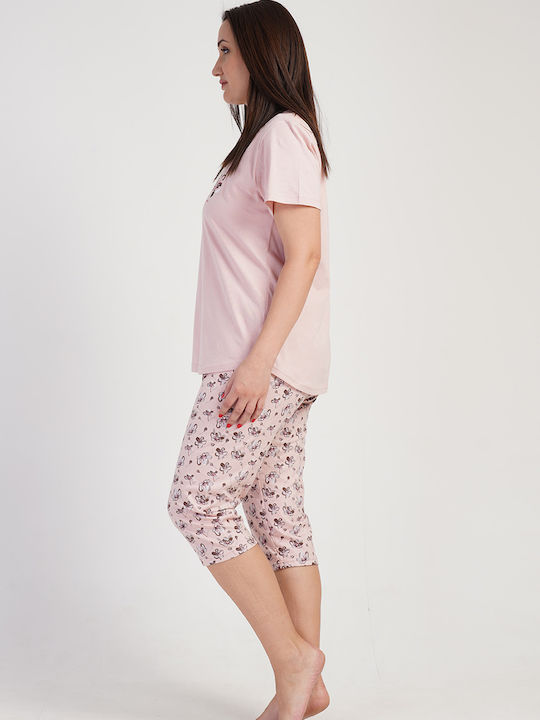 Vienetta Secret Summer Cotton Women's Pyjama Pants Rose