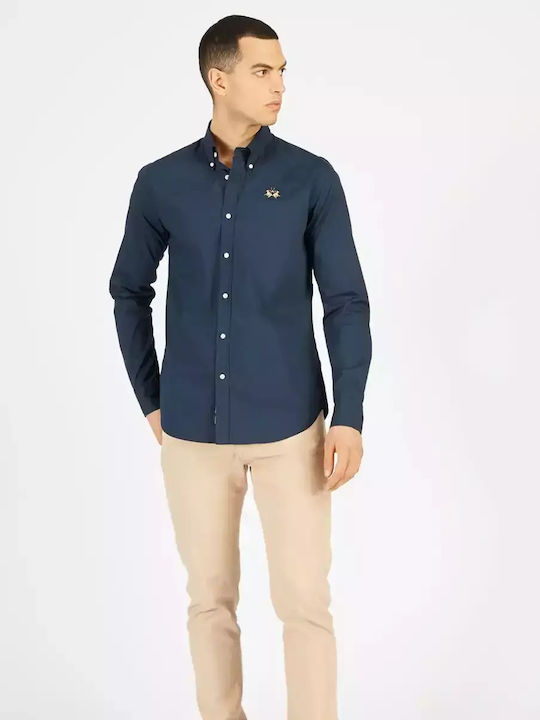Langärmlig Baumwolle Hemd Dark Blue
