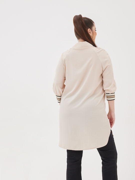 Langärmelig Damen Hemd Beige
