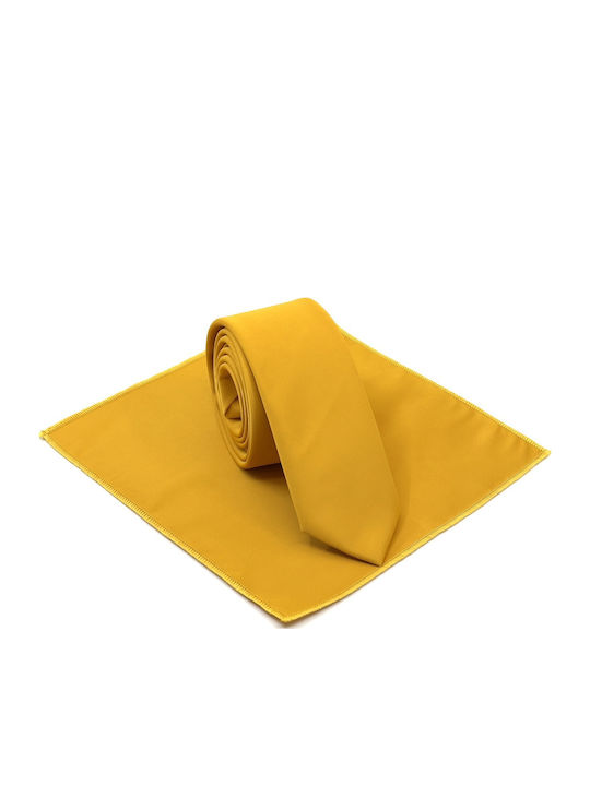 Legend Accessories Τυπου Σετ Ανδρικής Γραβάτας σε Κίτρινο Χρώμα