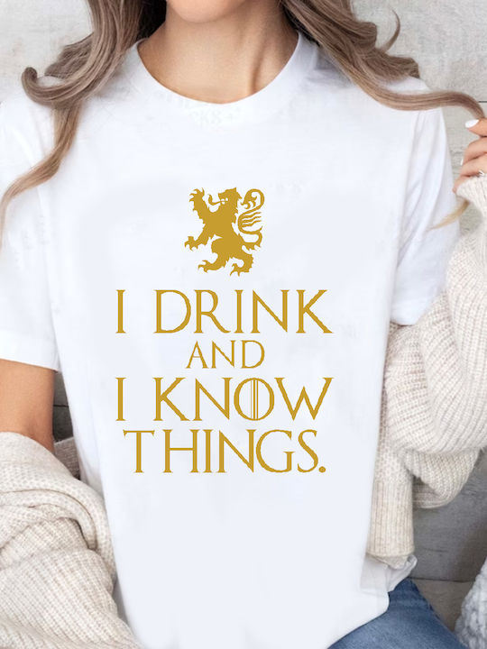 Fruit of the Loom Game Of Thrones I Drink And I Know Things T-shirt White Cotton