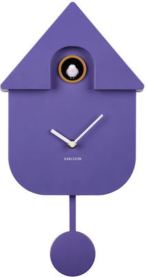 Karlsson Cuckoo Стенен часовник Пластмаса Със Закъснение Лилав 21.5x8.5см