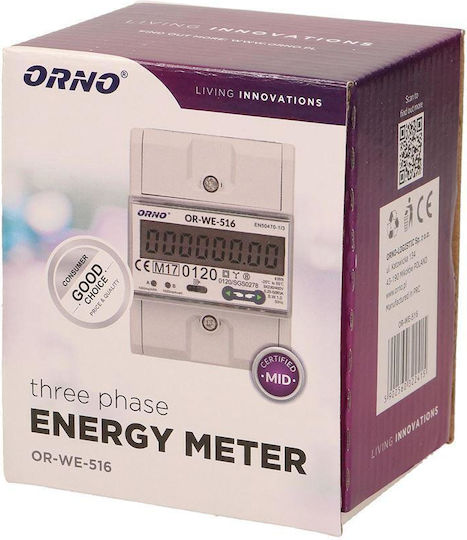 Orno Analizator De Energie Panou Electric Digital Șină Trifazat Modbus OR-WE-516